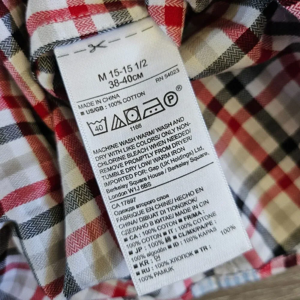 Mens Banana Republic Grant Fit Non-Iron Cotton Medium Plaid Lot of 2 Dress Shirt